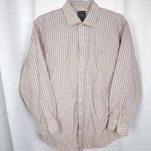 Jos A Bank Men 16.5 - 33 Purple Striped Tailored Fit Long Sleeve Dress Shirt